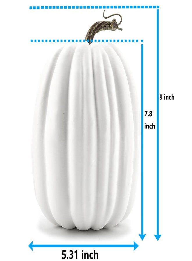 WESAPPINC Artificial Pumpkins,14PCS White Fake Large Faux Harvest Pumpkins for Autumn Thanksgiving Halloween Seasonal Holiday Decor Decoration (4pcs White Pumpkins) - Image 3