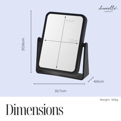 DC DANIELLE Danielle Creations 6.75-Inch Magnifying Vanity Makeup Mirror Rectangular Soft Touch Finish with 7X Magnification and 360 Swivel, Black - Image 4