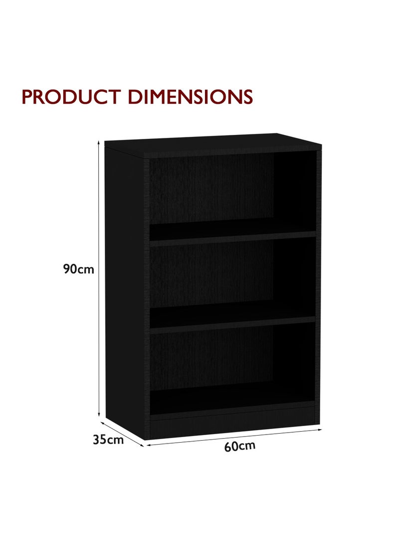 Mahmayi Mahmayi Wooden Storage Display Shelves 3-Tier Freestanding, Top Shelf for Decoration Ideal for Storing and Displaying your possessions - Black - Image 2