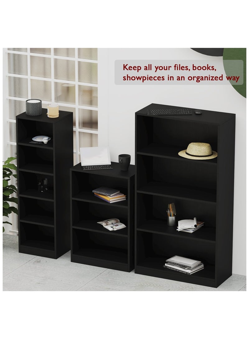 Mahmayi Mahmayi Wooden Storage Display Shelves 3-Tier Freestanding, Top Shelf for Decoration Ideal for Storing and Displaying your possessions - Black - Image 3