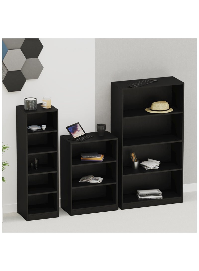 Mahmayi Mahmayi Wooden Storage Display Shelves 3-Tier Freestanding, Top Shelf for Decoration Ideal for Storing and Displaying your possessions - Black - Image 5