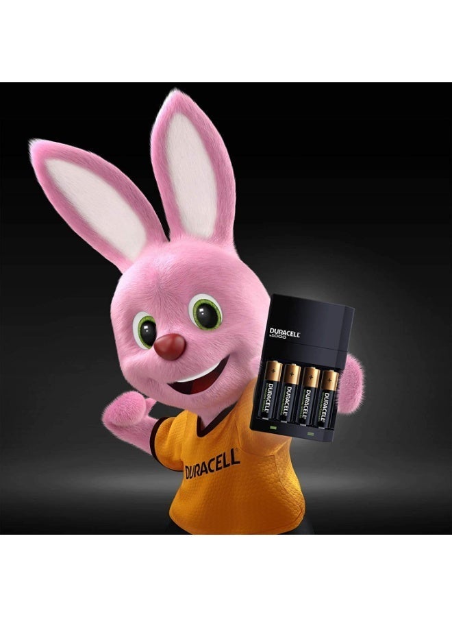 Duracell High Speed Battery Charger with Fast 4-Hour Charging, Auto Shut Off, Safety Protections, LED Status Indicator, Includes 2 AA 1300mAh & 2 AAA 750mAh Rechargeable Batteries - Image 3