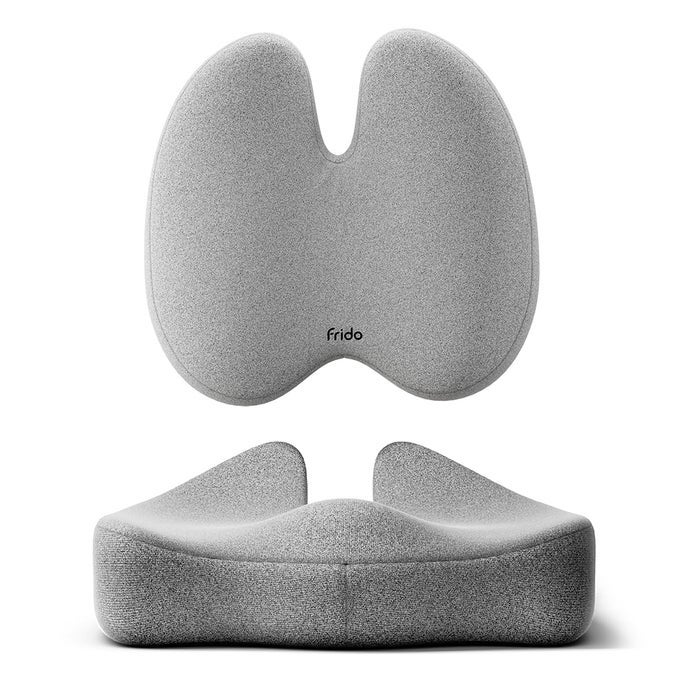 ULTIMATE PRO SEAT CUSHION POSTURE CORRECTOR BACKREST CUSHION COMBO RELIEVES BACK COCCYX PAIN HIPER FOAM TECH FOR ORTHOPEDIC SUPPORT FOR LONG SITTING HOURS ON OFFICEHOME CHAIR GREY