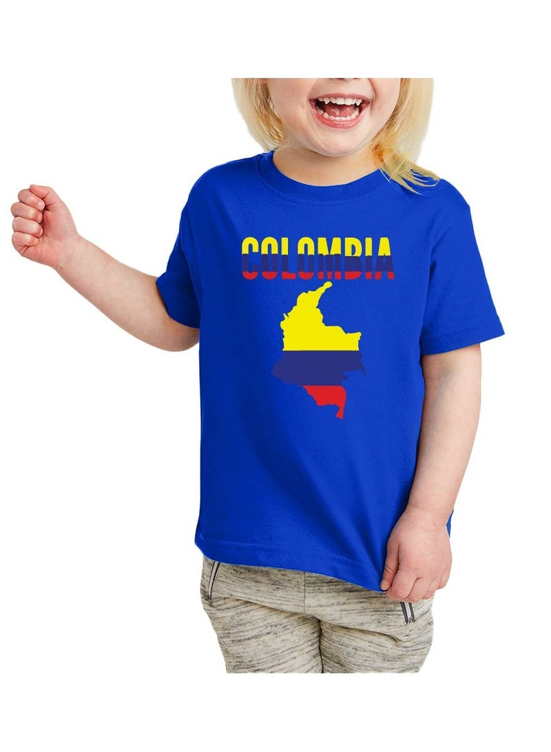 Colombia Kids Girls Tshirt - Round Neck Short Sleeve Cotton T-Shirt - Perfect for Young Colombian Explorer - Great Gift for Travelers  - Image 1