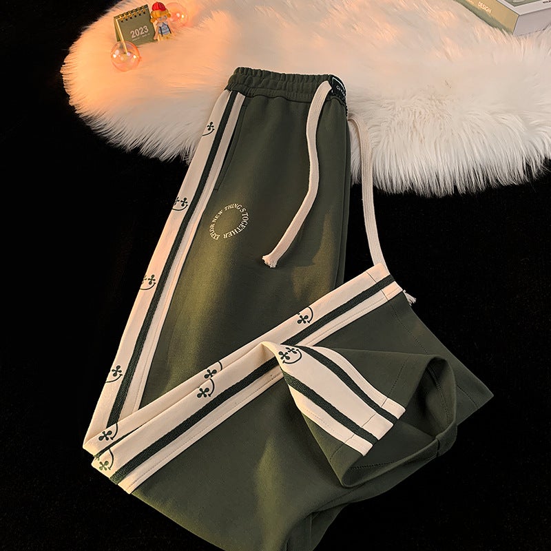 American-Style Oversized Sports Sweatpants For Men, Summer Trendy Striped Straight-Leg Drape High-Street Wide-Leg Pants For Export - Image 3