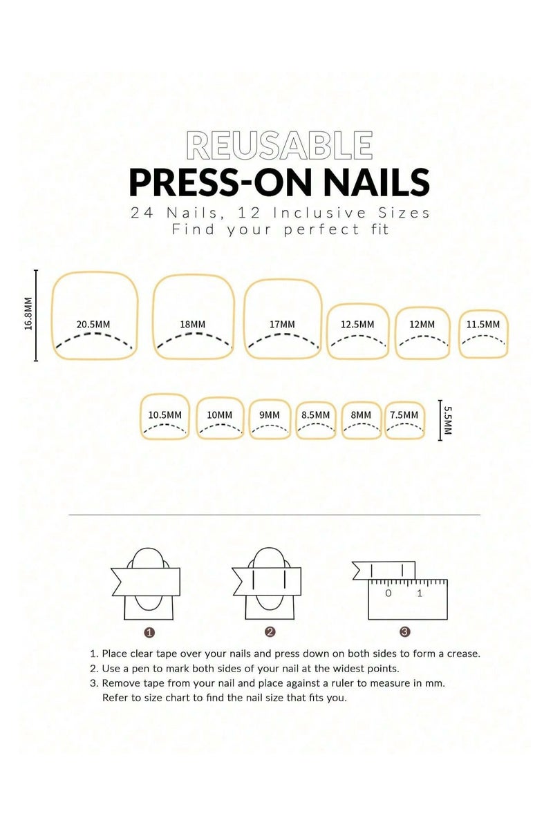 اظافر تركيب للقدم مزيفه فرنسيه بتصميم مربع تحتوي العلبه على 24 ظفر مع مبرد اظافر و صمغ - Image 5