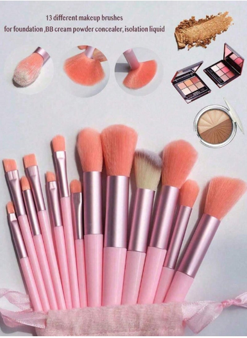 طقم فرش مكياج احترافي مكون من 13 قطعة مع حقيبة سفر – للوجه والعين بتطبيق دقيق وسلس - Image 2