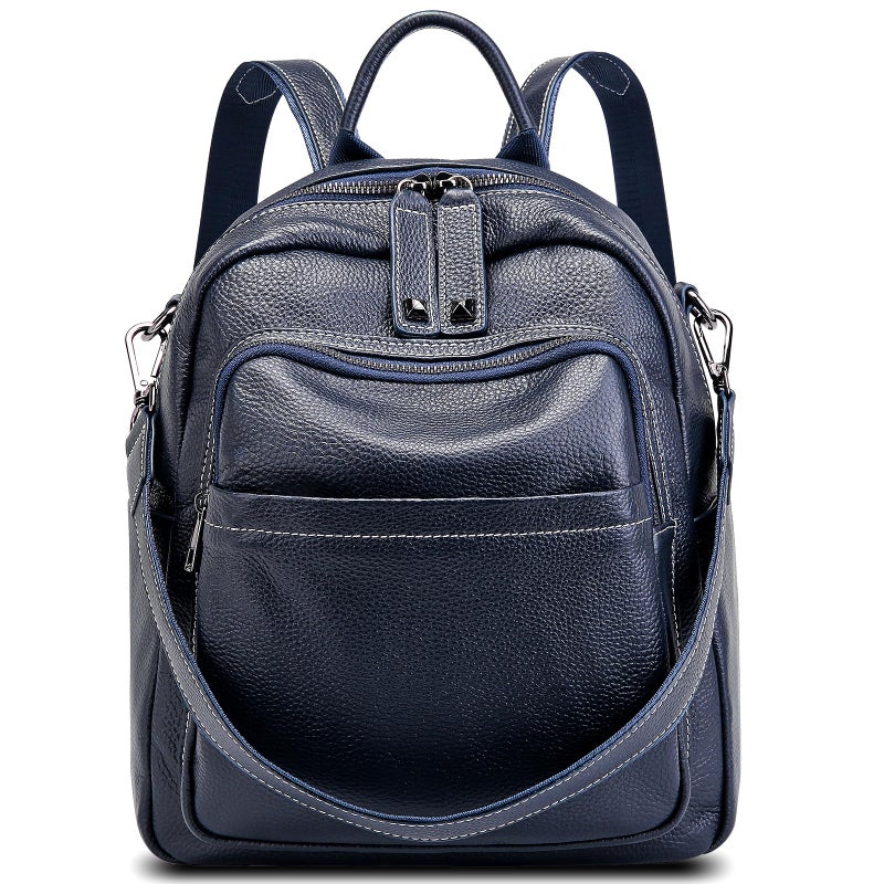 BOYATU Genuine Leather Backpack Purse for Women: Anti Theft Convertible Soft Backpacks - Elegant Womens Travel Backpack (08 Medium-Royal Blue) - Image 1