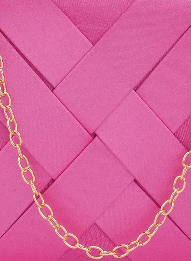 Globus  Pink Criss Cross Clutch with Chain Strap for Women | Best Price UAE