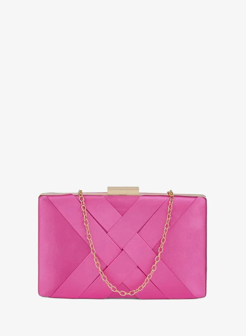 Globus Pink Criss Cross Clutch with Chain Strap