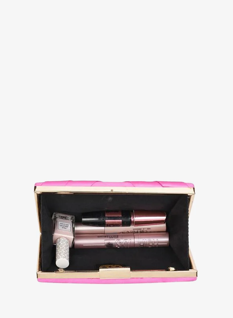 Globus  Pink Criss Cross Clutch with Chain Strap for Women | Best Price UAE