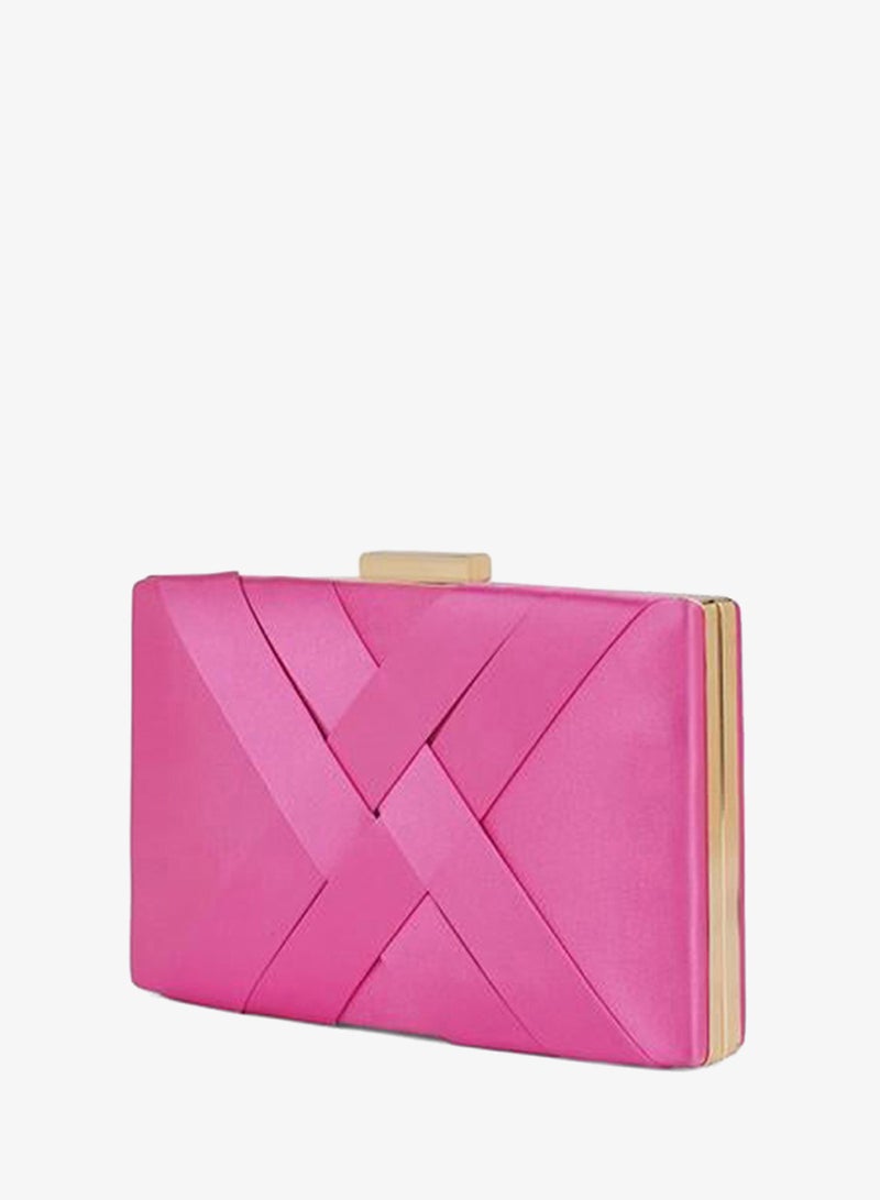 globus Pink Criss Cross Clutch with Chain Strap - Image 3