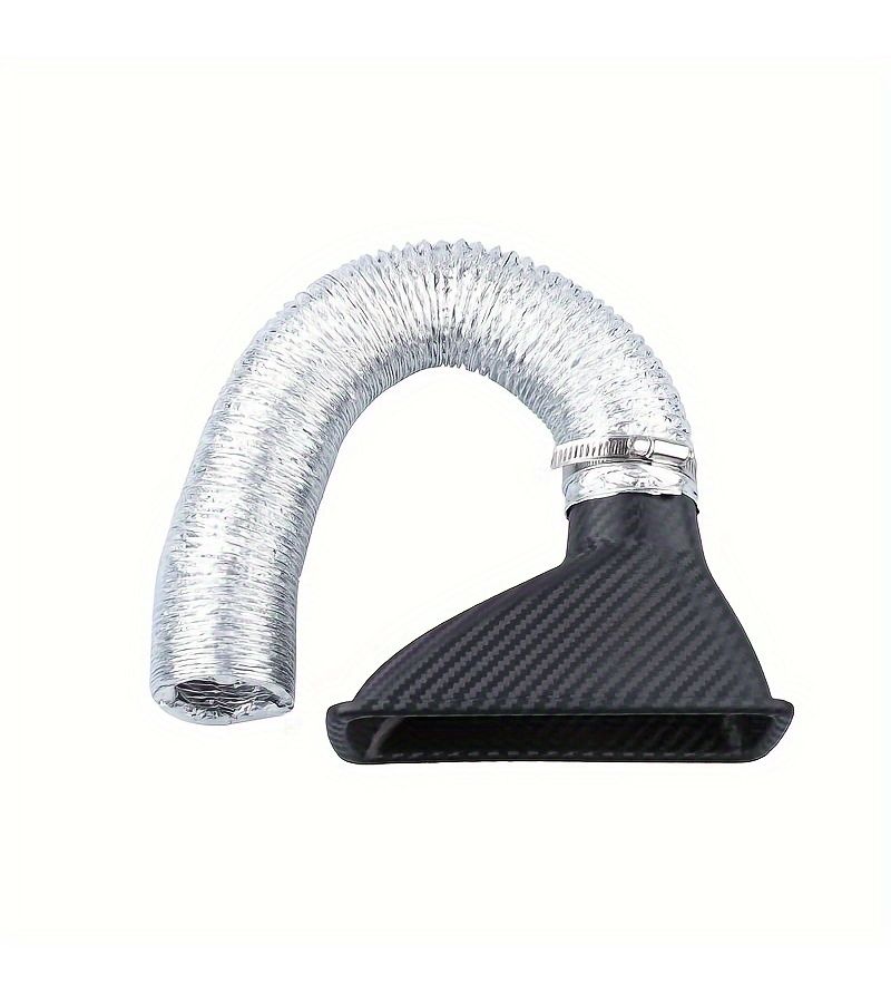 Car Front Bumper Round Air Turbo Intake Pipe Kit With Carbon Fiber Look - Image 2