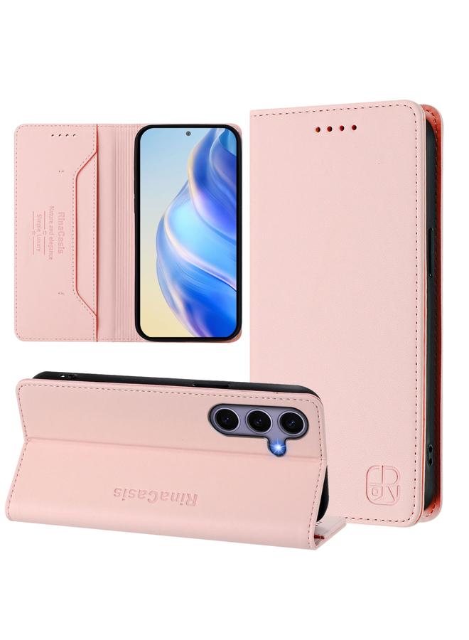 S-TOP Case For Samsung Galaxy S24 FE 5G RC01 Dual-Folded Magnetic Suction RFID Leather Phone Case - Image 1