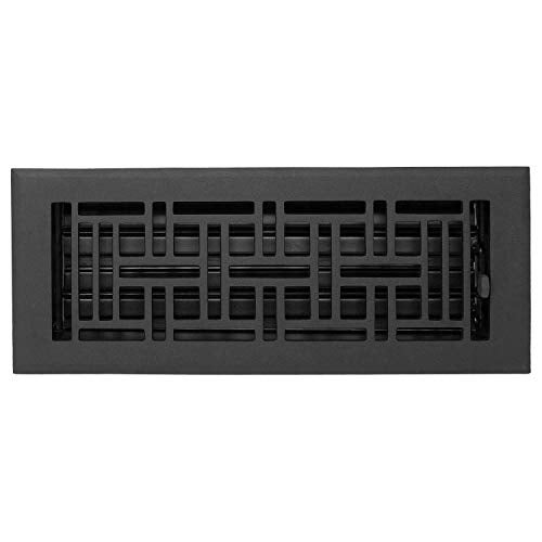 Madelyn Carter Contemporary Vent Cover, Solid Cast Aluminum Interior, Controls Air Flow, 6 x 12 inches (Overall Face: 7.25 x 13.5 inches), Matte Black - Image 1