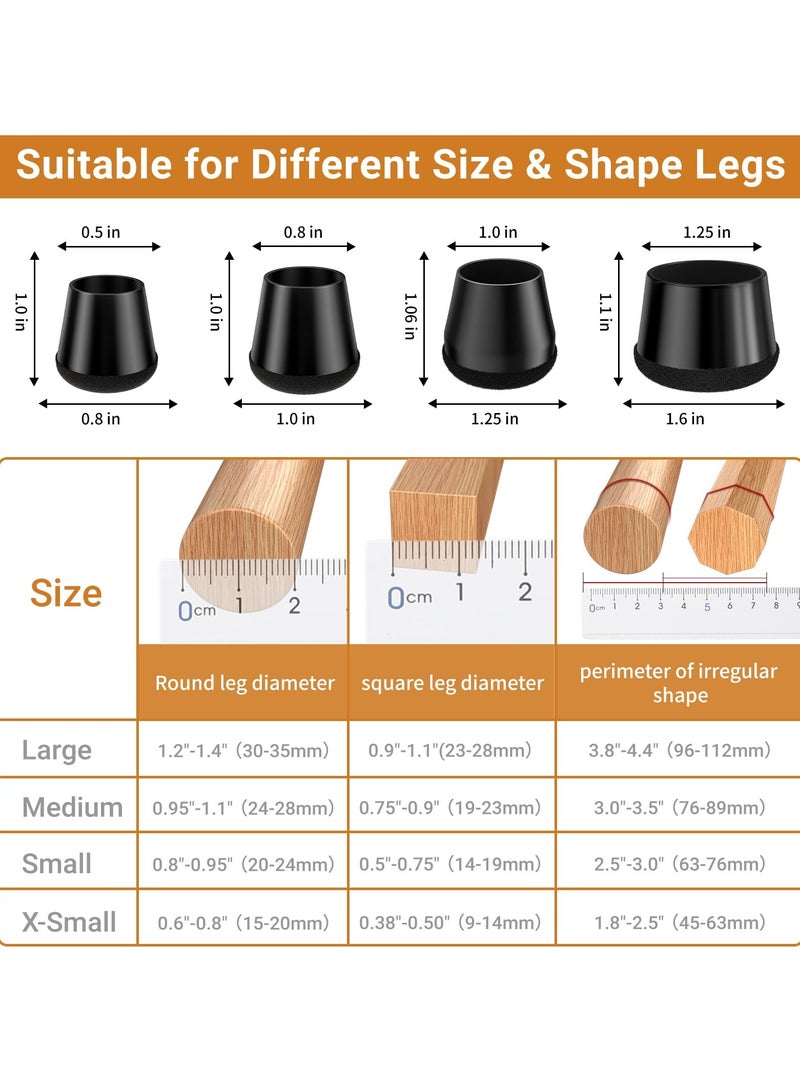sokany 24 PCS Silicone Chair Leg Floor Protectors, Extra Small(1.5cm-2.0cm) Rubber Felt, Furniture Pads Chair Legs Caps/Covers for Hardwood Floors, Tile from Scratches and Reduce Noise - Round (Black) - Image 2