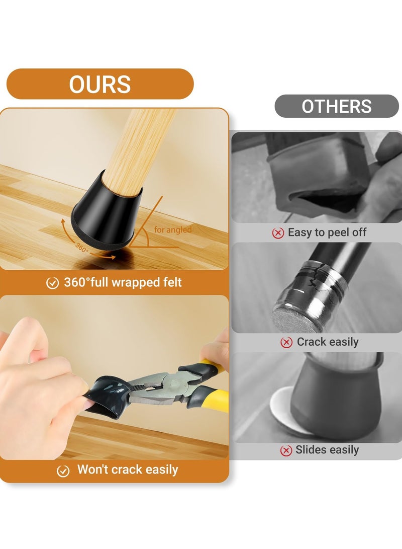 sokany 24 PCS Silicone Chair Leg Floor Protectors, Extra Small(1.5cm-2.0cm) Rubber Felt, Furniture Pads Chair Legs Caps/Covers for Hardwood Floors, Tile from Scratches and Reduce Noise - Round (Black) - Image 3