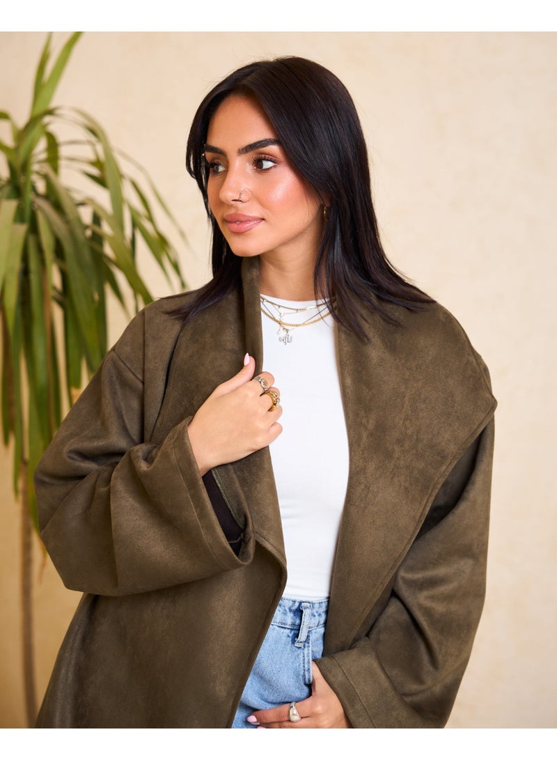 Dresscode Big Collar Olive Green Jacket - Image 1