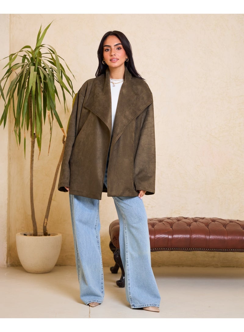 Dresscode Big Collar Olive Green Jacket - Image 2