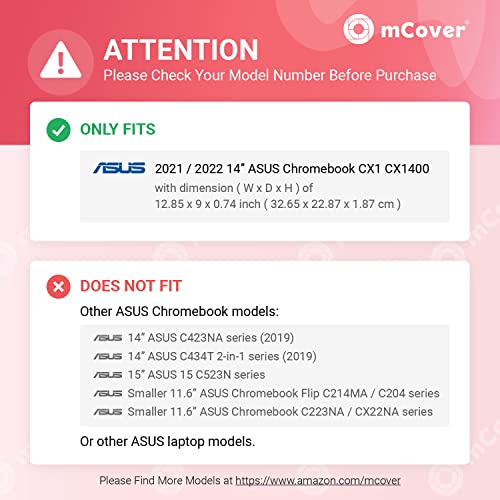 mCover Case ONLY Compatible with 20212022 14inch ASUS Chromebook CX1 CX1400 Series Laptop Computers NOT Fitting Any Other ASUS Models Clear - Image 3