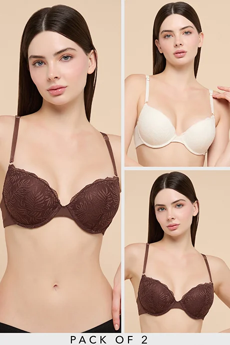أر أند بي 2 Pack Self Patterned Double Push Up Bra