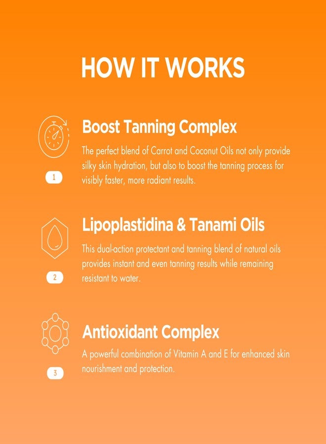 Carroten Gold Shimmer Intensive Tanning Gel | Browning Tan Accelerator | Non-Greasy, Water-Resistant with Carrot and Coconut Oil | Vitamin A & E For Moisture & Hydration | 5 Fl Oz + Spatula - Image 5