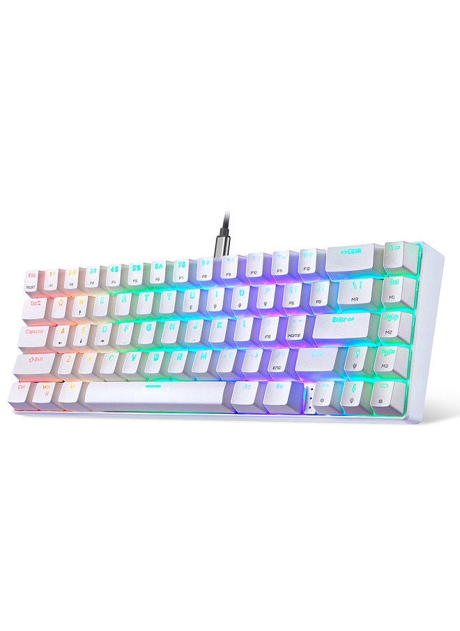 Motospeed - CK67 67 Keys Wired Mechanical Keyboard RGB Light Effect ABS Keycap Kailh Blue Switches Detachable Data Cable White - Image 1