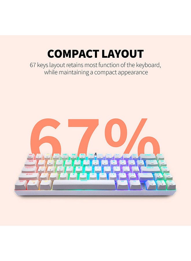 Motospeed CK67 67 Keys Wired Mechanical Keyboard RGB Light Effect ABS Keycap Kailh Blue Switches Detachable Data Cable White  - Image 3
