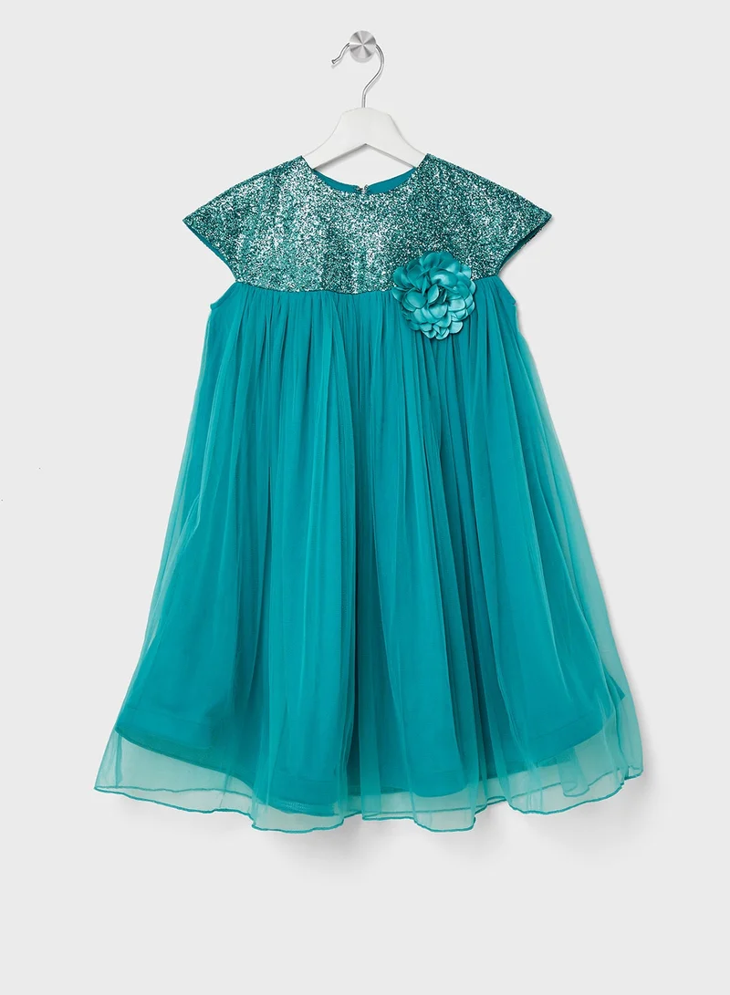 Little Golden Apple Sequin Bodice Tulle Dress