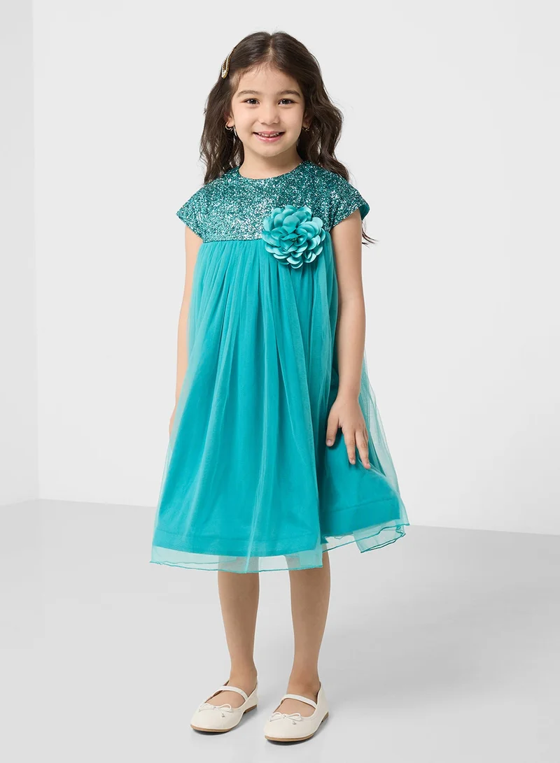 Little Golden Apple Sequin Bodice Tulle Dress
