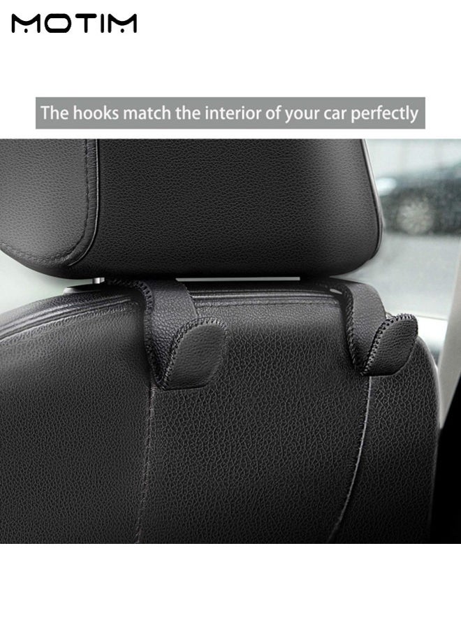 Motim 1 Pcs Car Leather Seat Storage Bag Hanging Organizer and 2 Pcs Car Seat Hooks Vehicle Back Seat Hanger for Purse Groceries Bag  - Image 4
