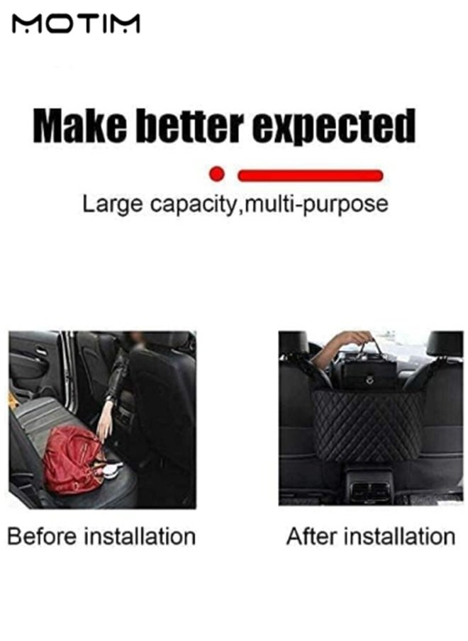 Motim 1 Pcs Car Leather Seat Storage Bag Hanging Organizer and 2 Pcs Car Seat Hooks Vehicle Back Seat Hanger for Purse Groceries Bag  - Image 5