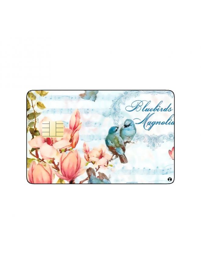 RKN PRINTED BANK CARD STICKER Beautiful Pink Flowers Drawing With Birds - Image 2