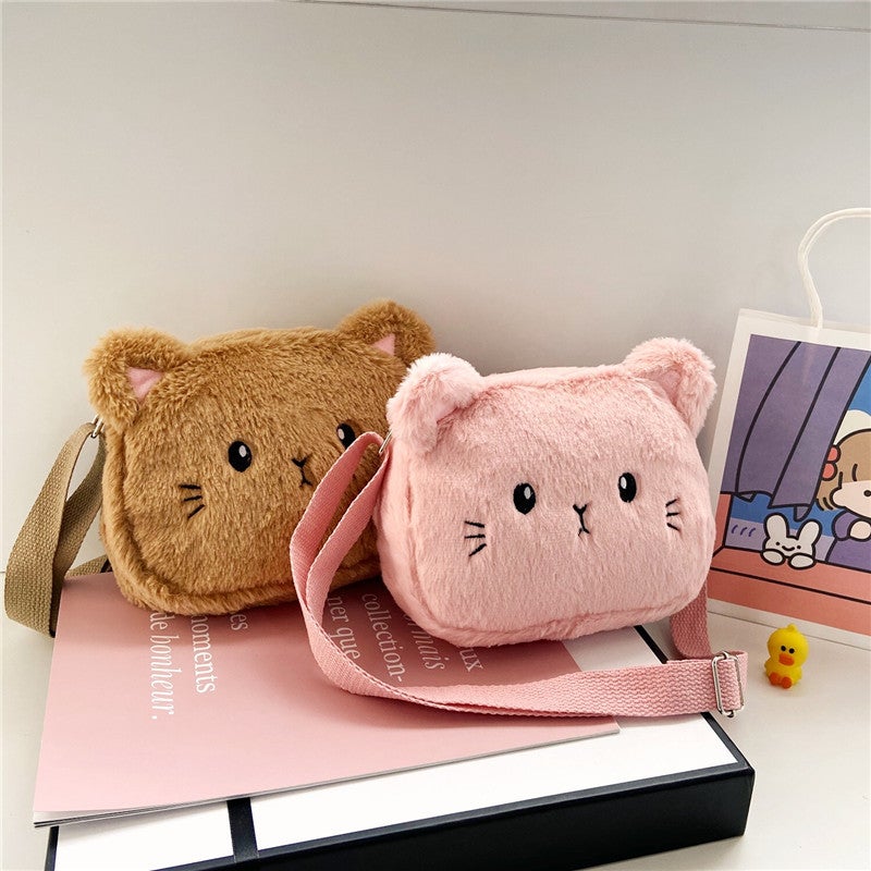New Cute Plush Kitten Cartoon Children'S Fashion Japanese Soft Girl Shoulder Crossbody Girl Mini Bag - Image 3