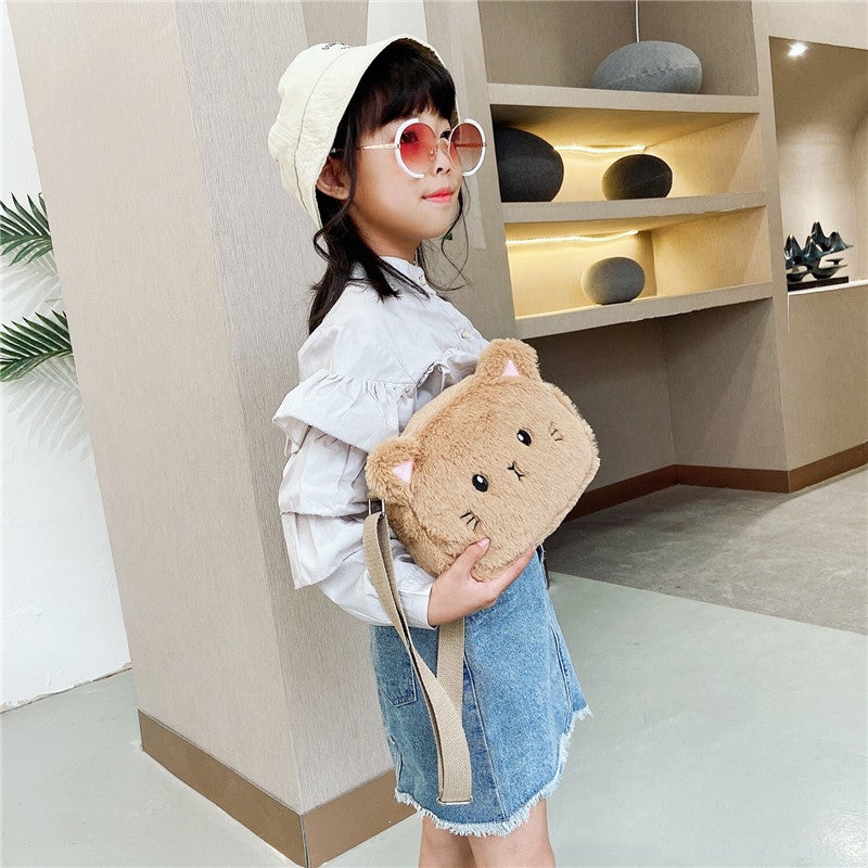 New Cute Plush Kitten Cartoon Children'S Fashion Japanese Soft Girl Shoulder Crossbody Girl Mini Bag - Image 4