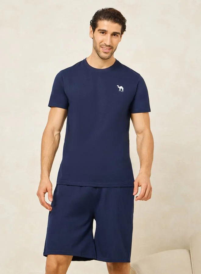 ستايلي Pack of 2 - Logo Detail Crew Neck T-Shirt & Shorts Set