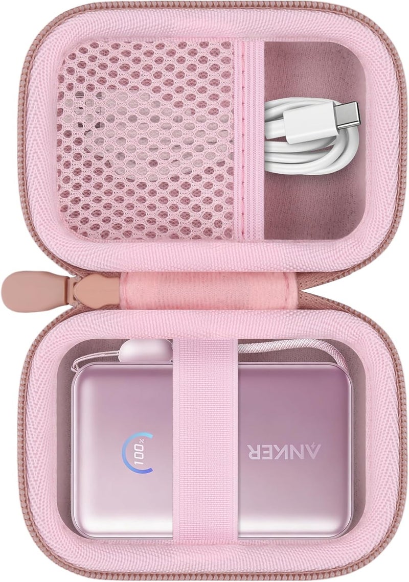 Khanka For Anker Nano Power Bank, 10,000 mAh 45 W (A1638) Powerbank Hard Shell Carry Case, Travel Case for Storage for Anker Nano 45 W Max Compact Battery, Bag Only (Pink) - Image 1