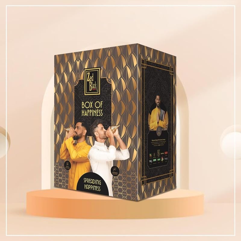 Zed Black Box of Happiness Contains Zed Black Incense Sticks Kit, Agarbatti, Dhoop Cones, Dhoop Sticks, Long Lasting Burning Sambrani Cups, Guggal Cups for Auspicious Festival Gifts - Image 2