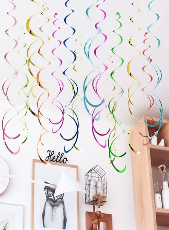 werdecade 84 Pack Colorful Ceiling Swirl Foil Decorations Hanging Plastic Streamer Themed Swirl Party Decoration for Wedding Thanksgiving Day Graduation Celebration (A) - Image 2