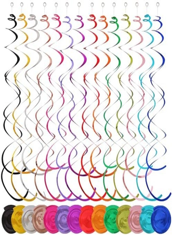 werdecade 84 Pack Colorful Ceiling Swirl Foil Decorations Hanging Plastic Streamer Themed Swirl Party Decoration for Wedding Thanksgiving Day Graduation Celebration (A) - Image 1