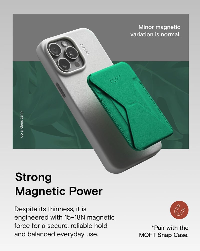 MOFT Magnetic Wallet Stand Compatible with iPhone 17/16/15/14/13/12 Series, Angle Adjustment & Magsafe Compatible MOVAS Phone Stand, Oz Green - Image 4