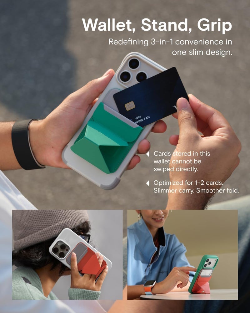 MOFT Magnetic Wallet Stand Compatible with iPhone 17/16/15/14/13/12 Series, Angle Adjustment & Magsafe Compatible MOVAS Phone Stand, Oz Green - Image 3