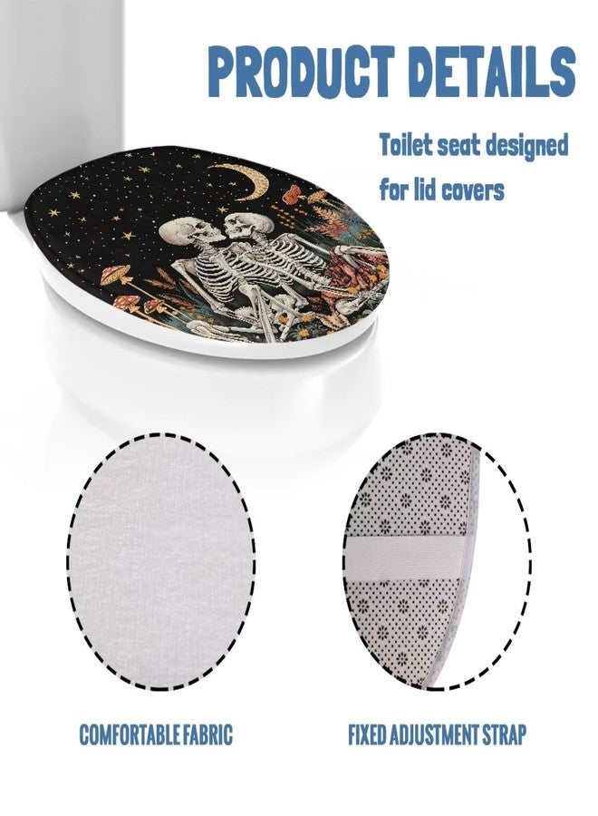 Luarisgur Moon Toilet Seat Covers for Bathroom Decor Skeletons Lovers Toilet Lid Cover Oval Elongated Lids Toilet Cover Protector Soft Washable Toilet Seat Lid Cover - Image 5