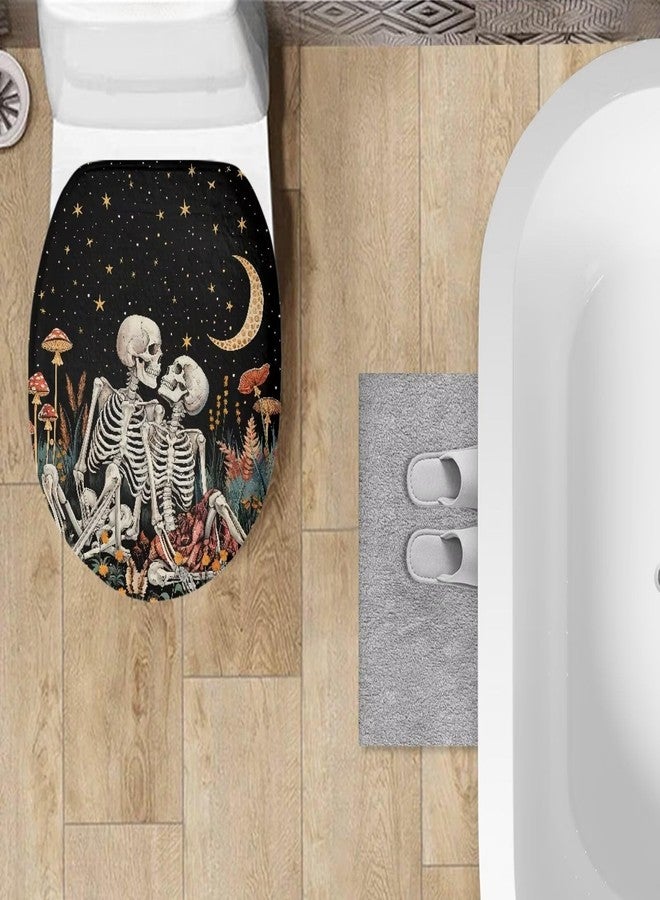 Luarisgur Moon Toilet Seat Covers for Bathroom Decor Skeletons Lovers Toilet Lid Cover Oval Elongated Lids Toilet Cover Protector Soft Washable Toilet Seat Lid Cover - Image 4