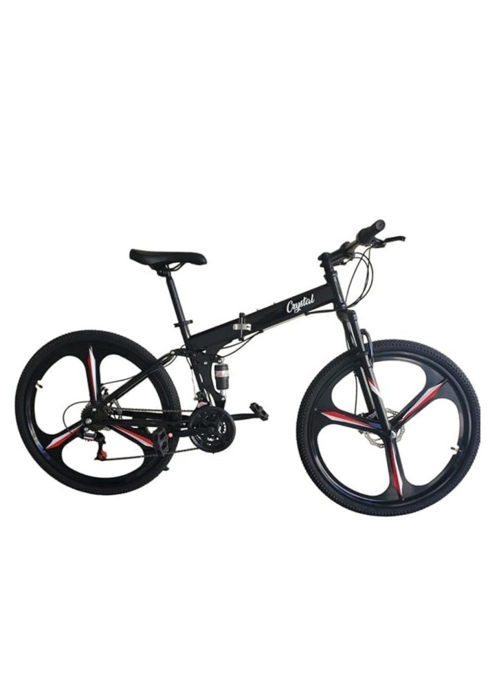 Shard Folding Bike 27.5 Inch, 21 Speed, Double Suspension, Alloy Wheel – Mountain Bike color : Black  - Image 2