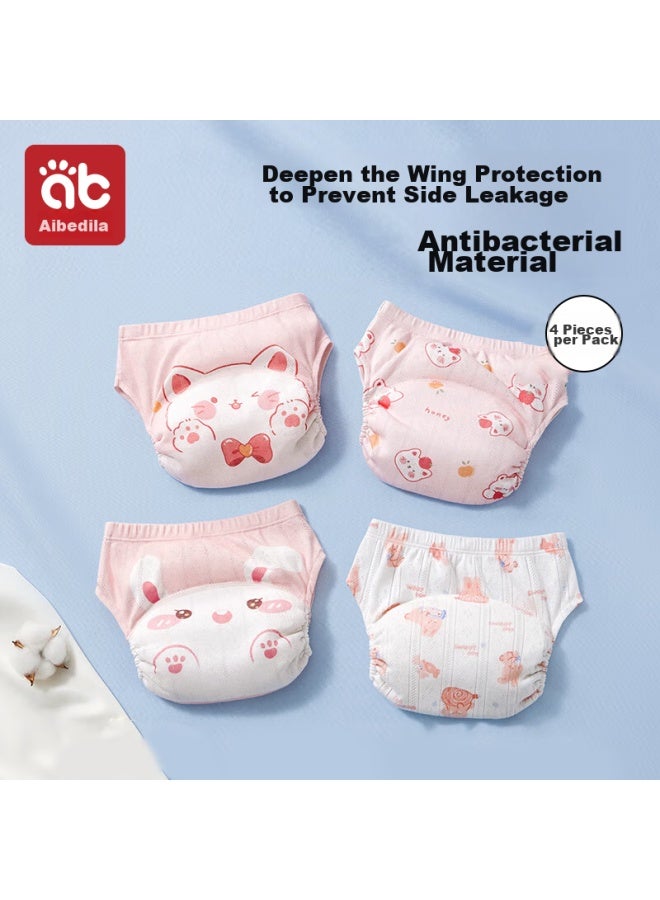 AIBEDILA Aibeidila Baby Diaper Pants, Toilet Training Pants, Washable Antibacterial Waterproof Diaper Underwear For Children, 4-pack Rabbit Design - Image 4