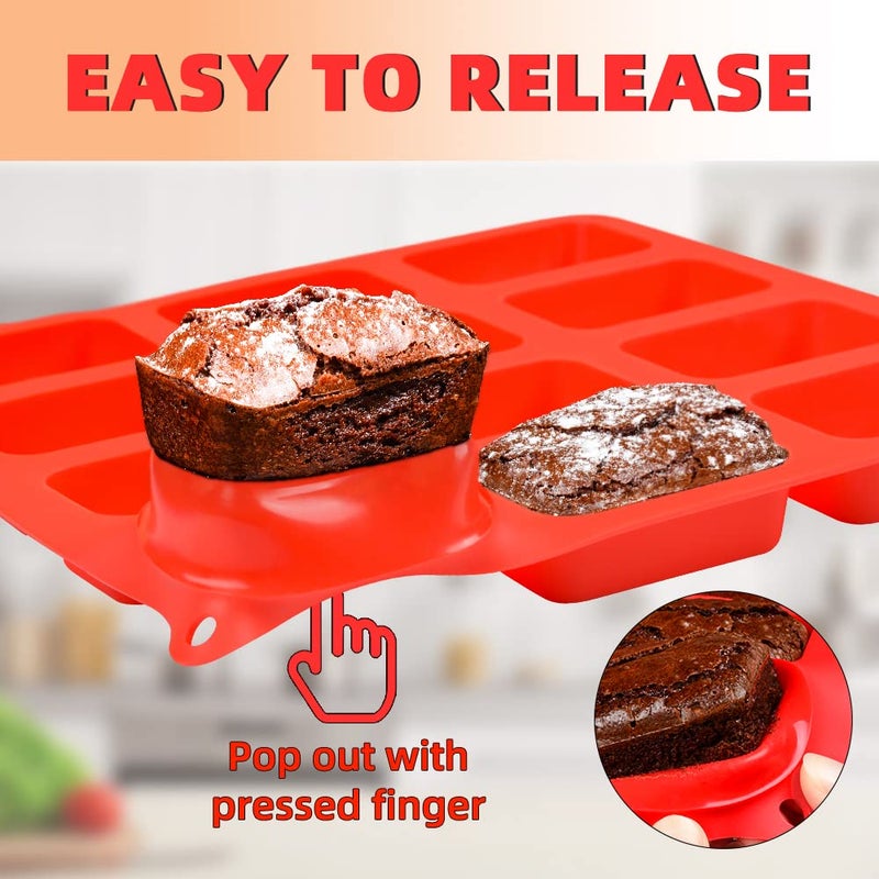 CAKETIME Silicone Mini Loaf pan, Mini Bread Pan Brownie Pan, 12 Cavities Nonstick Food Grade Silicone Mold for Baking Bread, Brownie, Cornbread, Cheesecake and Chocolate (1 Pack) - Image 2