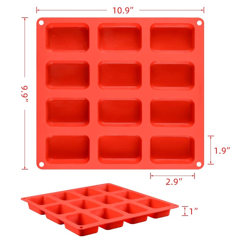 CAKETIME Silicone Mini Loaf pan, Mini Bread Pan Brownie Pan, 12 Cavities Nonstick Food Grade Silicone Mold for Baking Bread, Brownie, Cornbread, Cheesecake and Chocolate (1 Pack) - Image 3