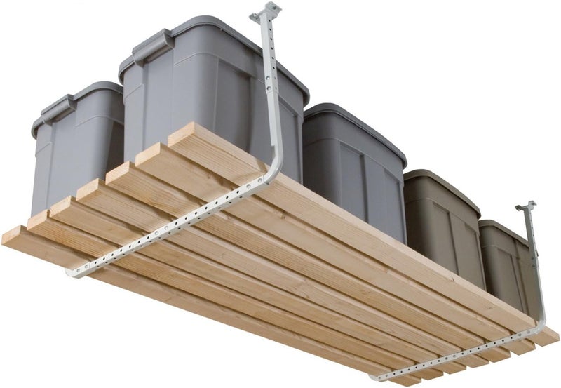 HyLoft مجموعة رفوف تخزين قابلة للتعديل لتركيبها على سقف الج garage HyLoft 80842-10 - 33 بوصة × 34 بوصة - أبيض - Image 1