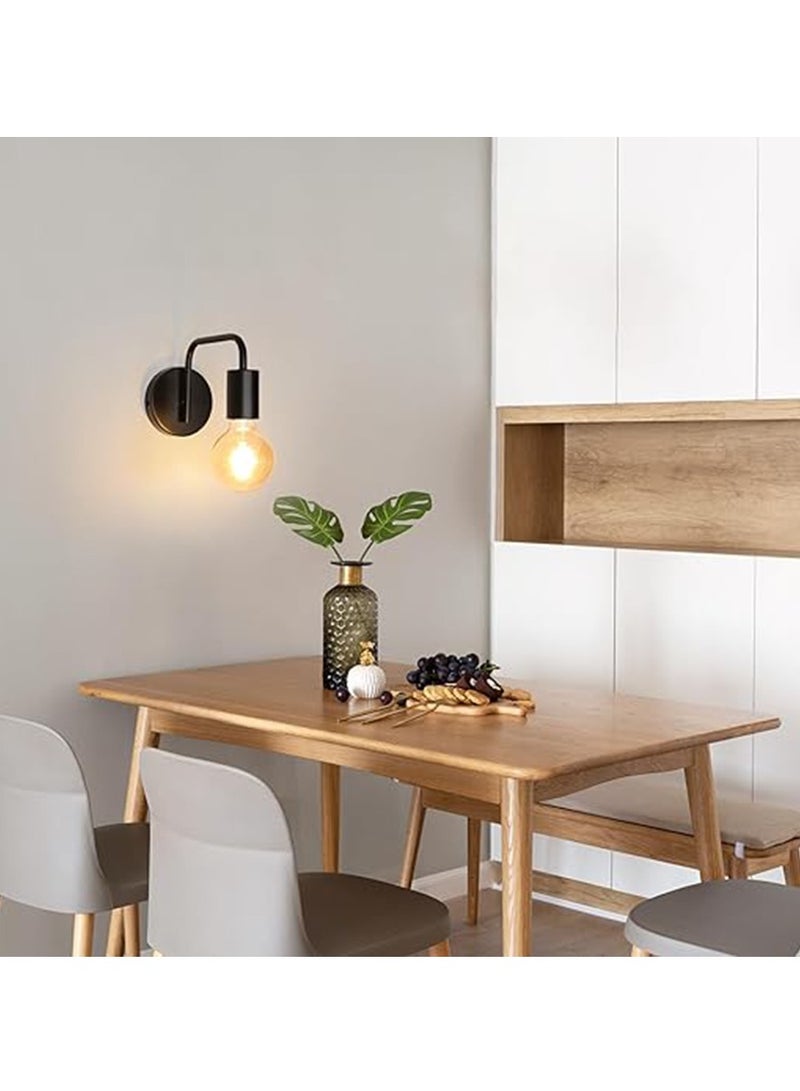 Goeco 2 Pieces Wall Lamp Interior Vintage Wall Lamp E27 Base for Bedroom Black - Image 5